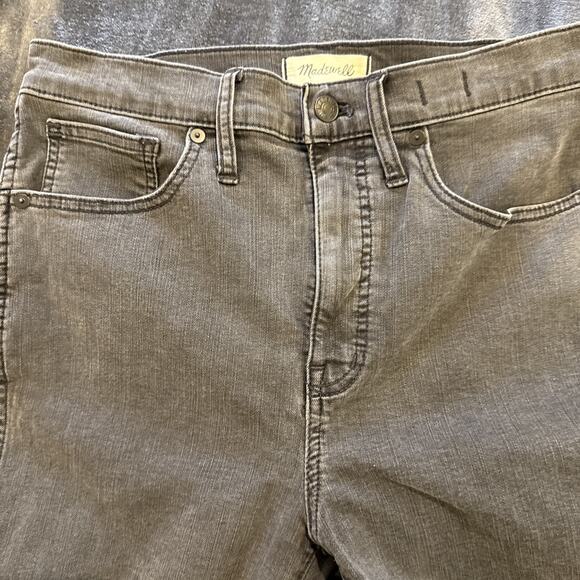 Madewell Gray Faded Black Stovepipe Straight Leg Raw Hem Jeans, Size 29 - Picture 4 of 15